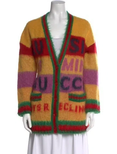 Pre-owned Gucci X Sony Music "the R" Mohair Sweater In Yellow