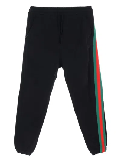 Pre-owned Gucci X The North Face 2000s Web Stripe Logo-print Jogger In Black