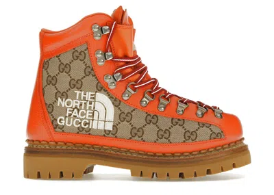 Pre-owned Gucci X The North Face Canvas Leather Boot (women's) Sneakers In Beige/orange