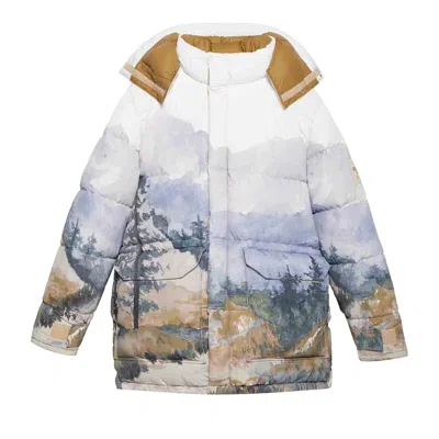 Pre-owned Gucci X The North Face Down Coat 'trail Print' | White | Men's Size M