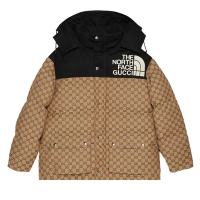 Pre-owned Gucci X The North Face Gg Monogram Padded Coat 'beige/ebony/black' In Multi-color