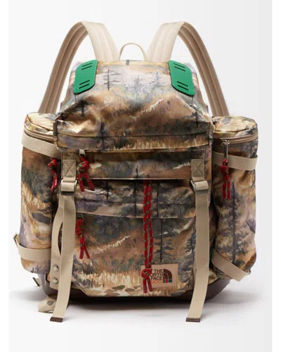 Pre-owned Gucci X The North Face Gucci X North Face Nylon Forest Print Backpack In Beige