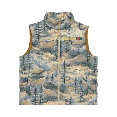 Pre-owned Gucci X The North Face Padded Vest 'forest Print' | Brown | Women's Size Xs