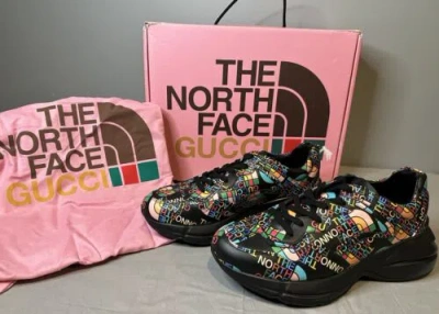 Pre-owned Gucci X The North Face Rython Sneakers Men's Size 7 (us 7.5) Authentic In Black-turquoise