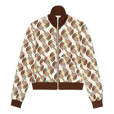 Gucci X The North Face Web Print Technical Jersey Jacket 'ivory Brown'