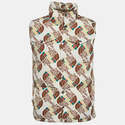 Pre-owned Gucci X The North Face White Logo Print Synthetic Down Vest Xs