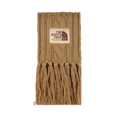 Pre-owned Gucci X The North Face Wool Scarf 'beige' | Tan | Men's Size Onesize In Brown