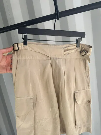 Pre-owned Gucci X Tom Ford Gucci Ss 03 Runway Silk Cargo Shorts In Beige
