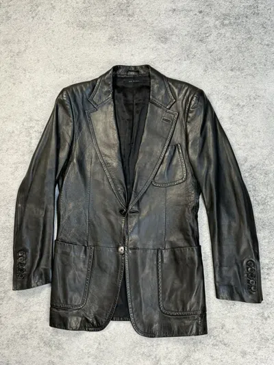 Pre-owned Gucci X Tom Ford Gucci Tom Ford Mainline Leather Coat Blazer Archive Jacket In Black