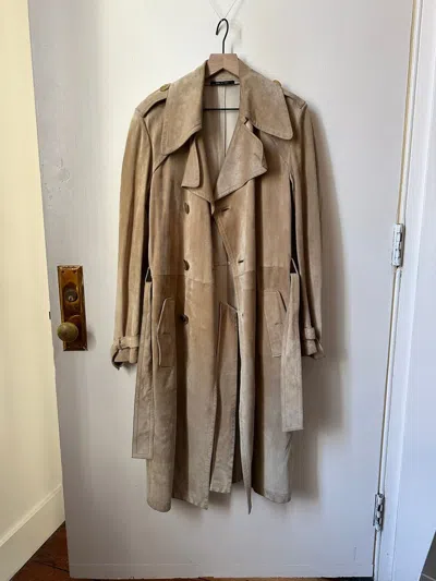 Pre-owned Gucci X Tom Ford Gucci Tom Ford Suede Leather Trench Coat In Beige