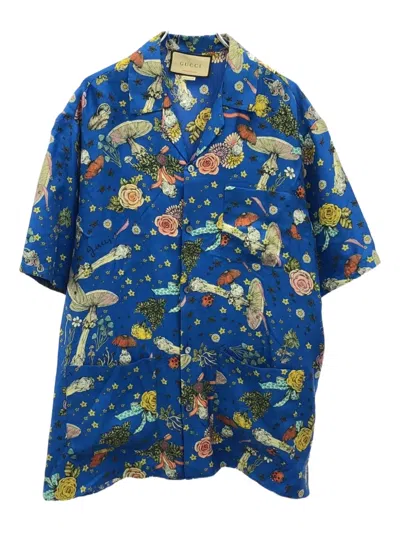 Pre-owned Gucci X Yuko Higuchi 2010s Printed Silk Shirt In Blue
