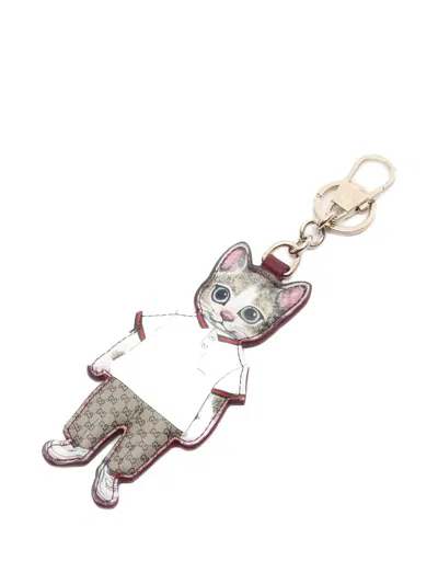 Pre-owned Gucci X Yuko Higuchi 2020s Boris Gg Supreme Keyring In Gold