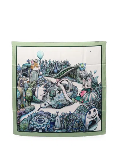 Pre-owned Gucci X Yuko Higuchi Square Scarf In Green
