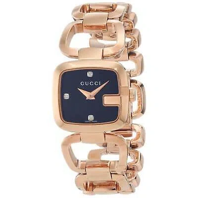 Pre-owned Gucci Ya125512 G- 24mm Women's Diamond Rose-tone Stainless Steel Watch