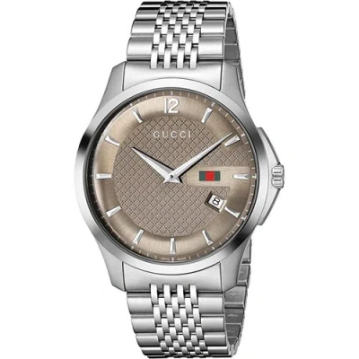 Pre-owned Gucci Ya126310a Men's G-timeless Brown Dial Quartz Watch