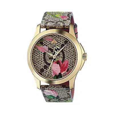 Pre-owned Gucci Ya1264038 G-timeless 38mm Women's Multicolored Canvas Watch