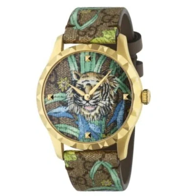 Pre-owned Gucci Ya1264187 Women's G-timeless Brown Dial Quartz Watch