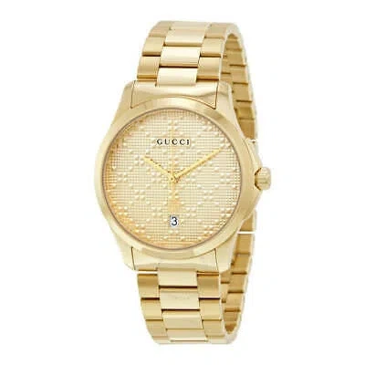 Pre-owned Gucci Ya126461 G-timeless 38mm Unisex Gold-tone Stainless Steel Watch