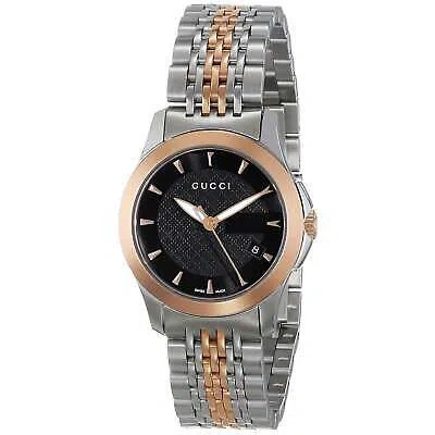 Pre-owned Gucci Ya126512 G-timless 27mm Women's Two-tone Stainless Steel Watch