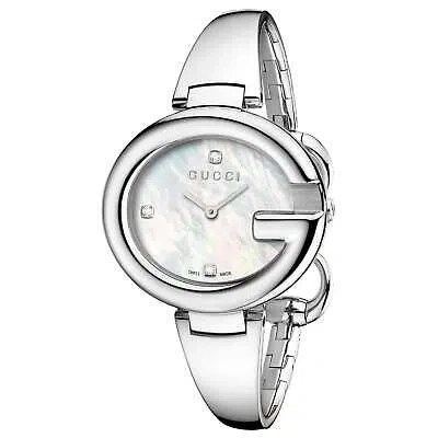 Pre-owned Gucci Ya134303 Classic 35mm Women's Diamond Stainless Steel Watch