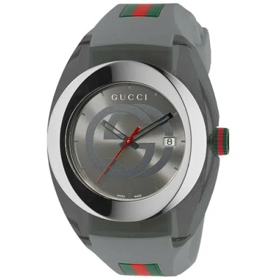 Pre-owned Gucci Ya137109 Swiss Quartz Stainless Steel Mens Watch - Grey