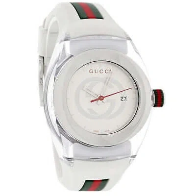 Pre-owned Gucci Ya137302 Sync 36mm Women's Two-tone Rubber Watch