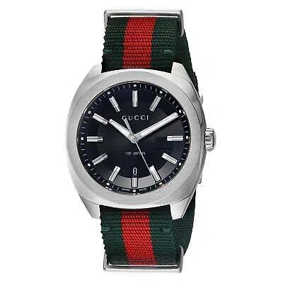 Pre-owned Gucci Ya142305 Gg2570 40mm Men's Red And Green Nylon Watch