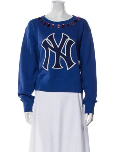 Pre-owned Gucci 'yankee' Graphic Print Sweatshirt In Blue