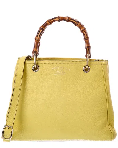 Gucci Yellow Calf Leather Bamboo Shopper (authentic Pre-loved)
