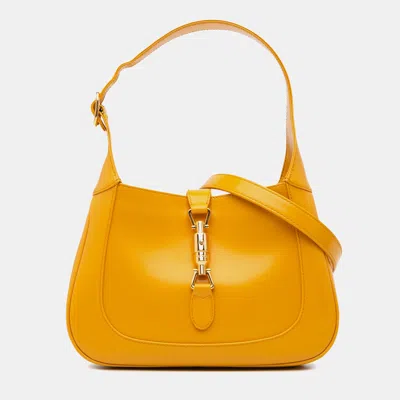 Pre-owned Gucci Yellow Small Calfskin Jackie 1961 Crossbody Bag