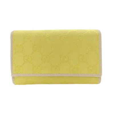Pre-owned Gucci Yellow Canvas Wallet (tri-fold) ()