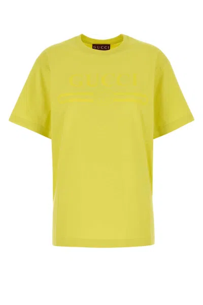Gucci Yellow Cotton T-shirt In Limeyellowmc