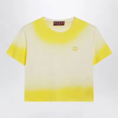 Gucci Yellow Cropped Tshirt With Gradient Effect In Orange