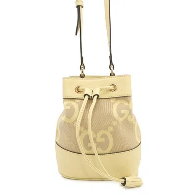 Pre-owned Gucci Yellow Gg Canvas Leather Shoulder Bag ()