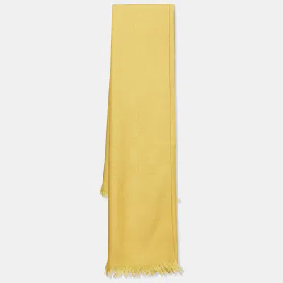 Pre-owned Gucci Yellow Gg Jacquard Silk Blend Scarf