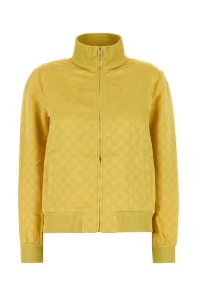 Gucci Yellow Gg Jacquard Zip Jacket