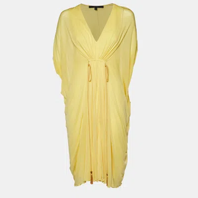 Pre-owned Gucci Yellow Jersey V-neck Kaftan Dress S