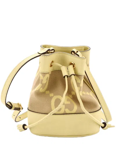 Gucci Yellow Jumbo Gg Canvas Ophidia Bucket Bag With Mini (authentic Pre-  Loved)