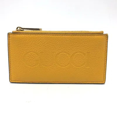 Pre-owned Gucci Yellow Leather Coin Purse/coin Case ()