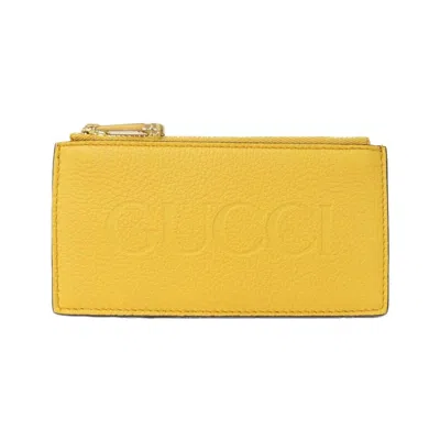 Pre-owned Gucci Yellow Leather Coin Purse/coin Case ()