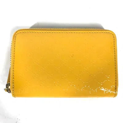 Pre-owned Gucci Yellow Patent Leather Coin Purse/coin Case ()