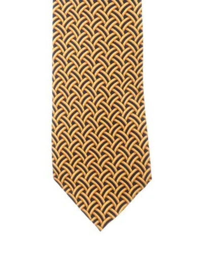 Pre-owned Gucci Yellow Pattern Silk Tie