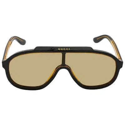 Pre-owned Gucci Yellow Pilot Men's Sunglasses Gg1038s 003 99 Gg1038s 003 99 In Brown