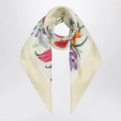 Gucci Yellow Printed Silk Twill Scarf