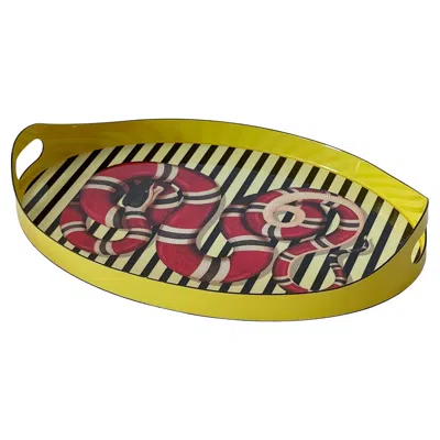 Pre-owned Gucci Yellow Red And Black Snake Tray