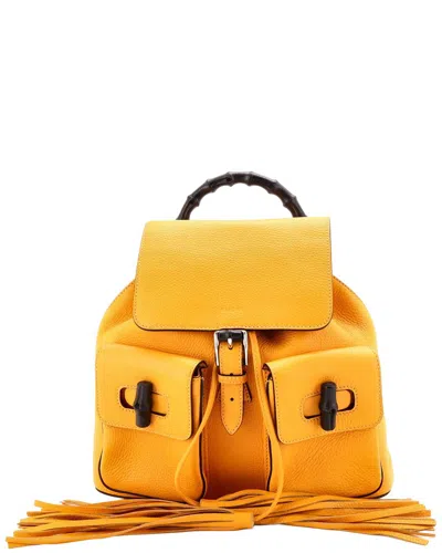Gucci Yellow Sheep Leather Bamboo Tassel Backpack Medium (authentic Pre-loved)
