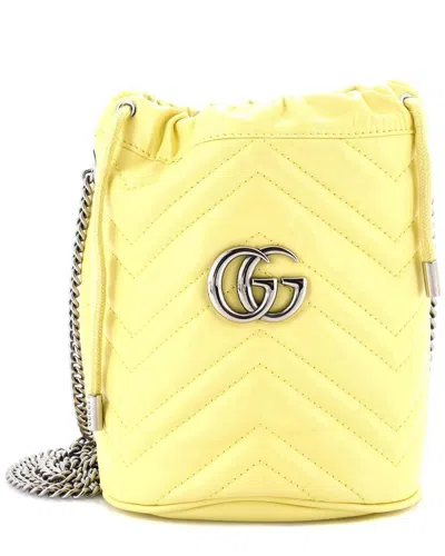 Gucci Yellow Sheep Leather Gg Marmont Bucket Bag Matelasse Mini (authentic  Pre-loved)