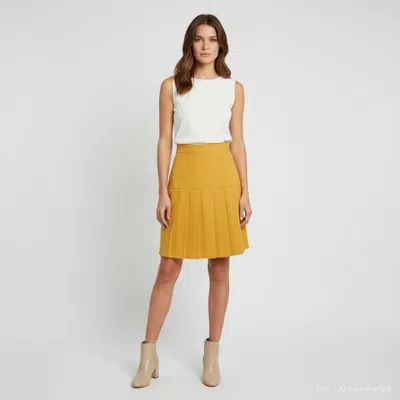 Pre-owned Gucci Yellow Silk And Wool Blend Pleated Mini Skirt M