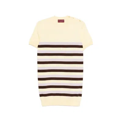 Gucci Button Striped T-shirt In White