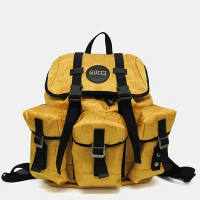 Pre-owned Gucci Yellow/black Gg Nylon Off The Grid Backpack